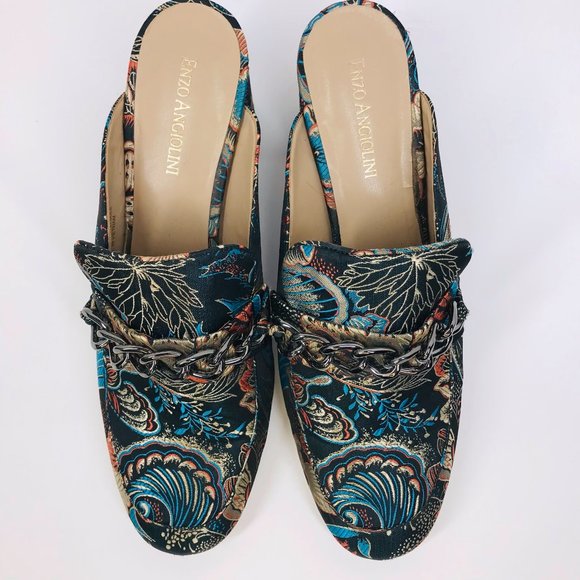 Enzo Angiolini Blue Floral Tapestry Gillian Mules - Picture 3 of 7